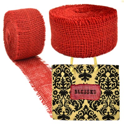 GE-12RED - RED BURLAP JUTE RIBBON - 10 Meters X 2"*